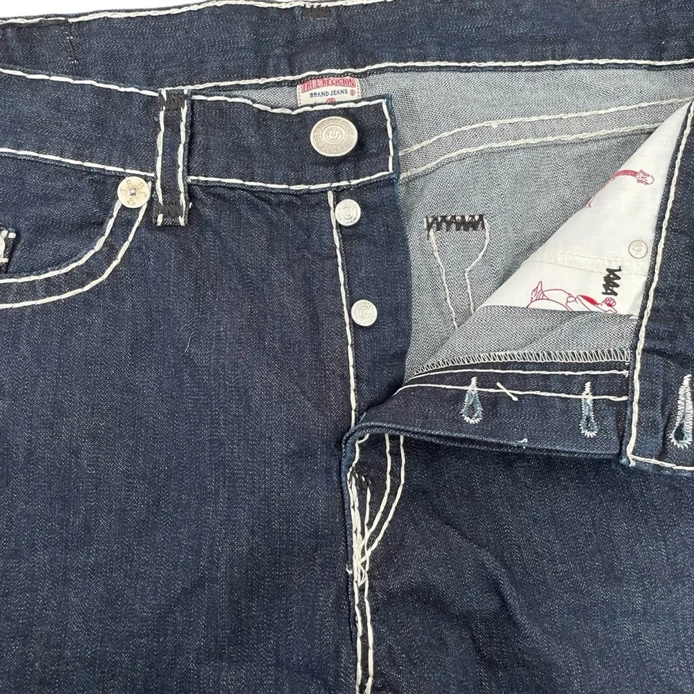 True Religion Geno Super T Jeans Mens 42x34 Dark Blue Straight Leg Button Fly